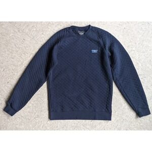 LL Bean Sweatshirt Quilted Pullover Small Navy Blue Cotton Blend